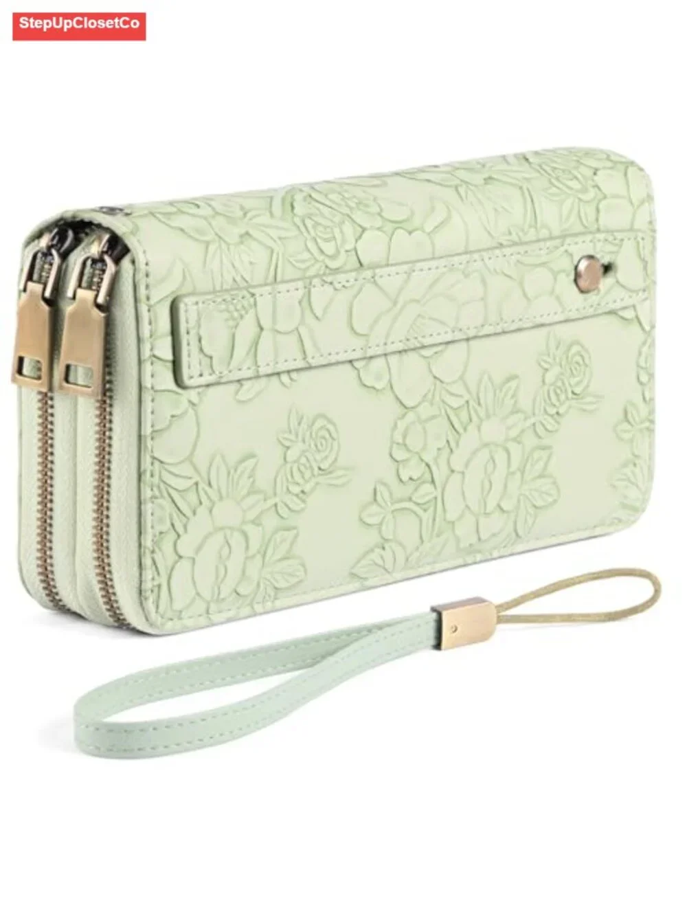 RFID Blocking Vegan Leather Wristlet Wallet with Detachable Strap